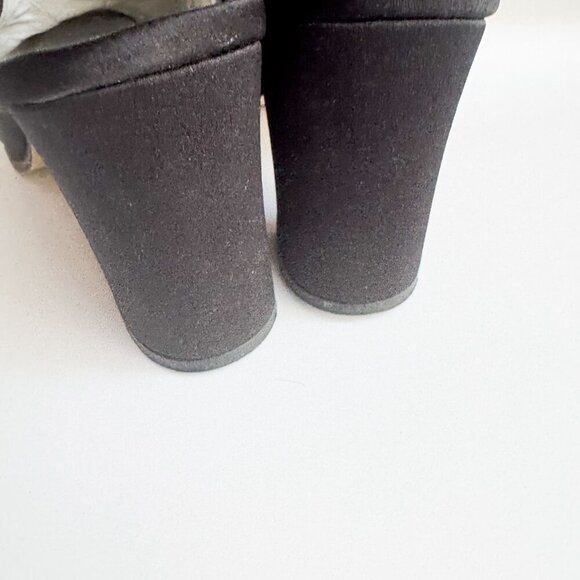 Vintage Unisa Black Satin Horsebit Detail Block Heel Slides 7.5B - Picture 10 of 10